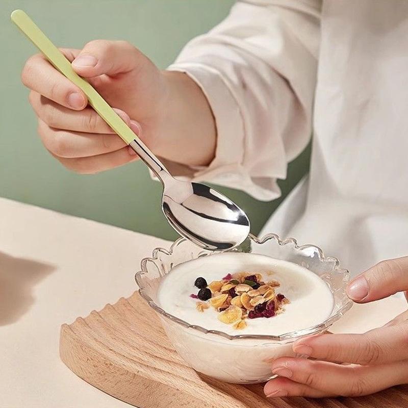 2Pcs 410 Stainless Steel Luxury 4 Color Handle Spoon For Family Dinner Tableware Restaurant Flatware Soup Ladle