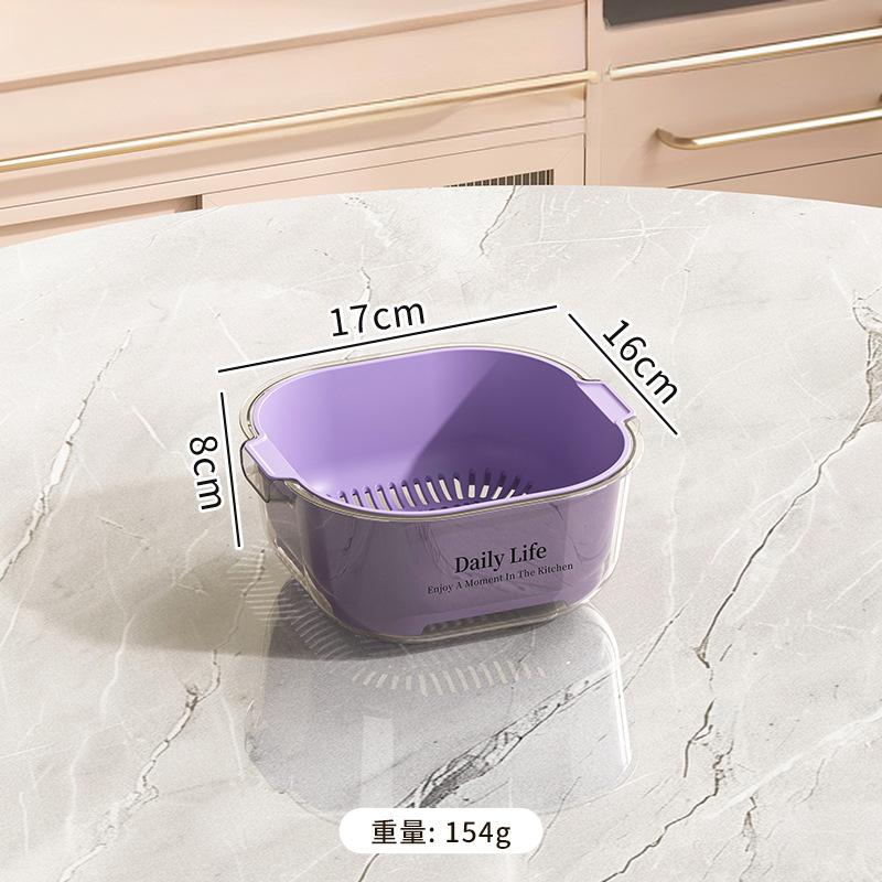 Kitchen Double-layer Drain Basket, Vegetable Washing Basin, Drain Basket, Large Capacity for Kitchen Use