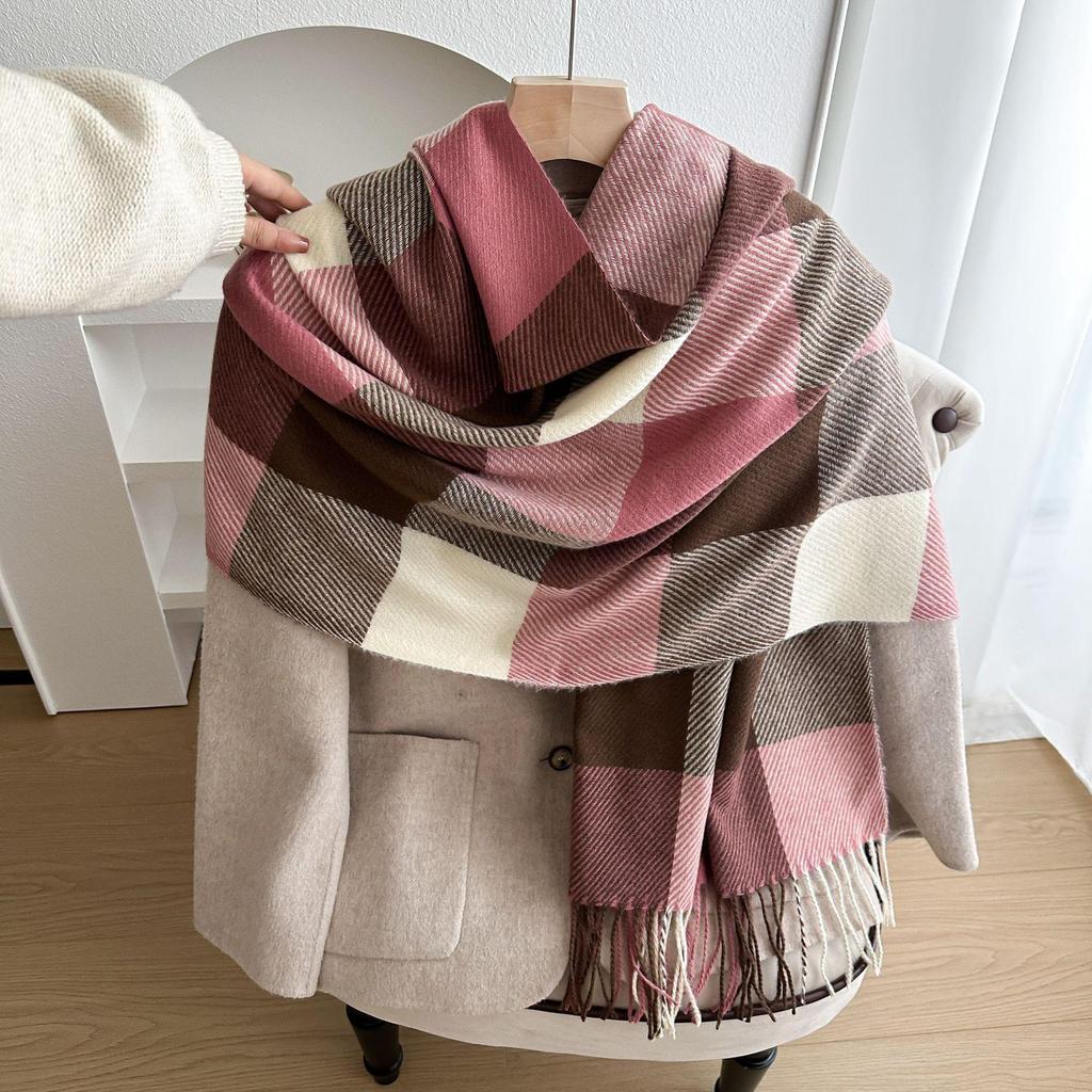 Classic Square Plaid Tassel Shawl - Soft, Skin-Friendly, Warm Neck Warmer for Students and Couples