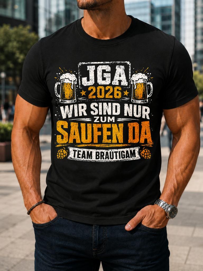 Jga 2026 Beer Graphics And Distressed Saufen Da Text Team Brautigam Bachelor Party Humor Unisex All Unisex All Tshirt
