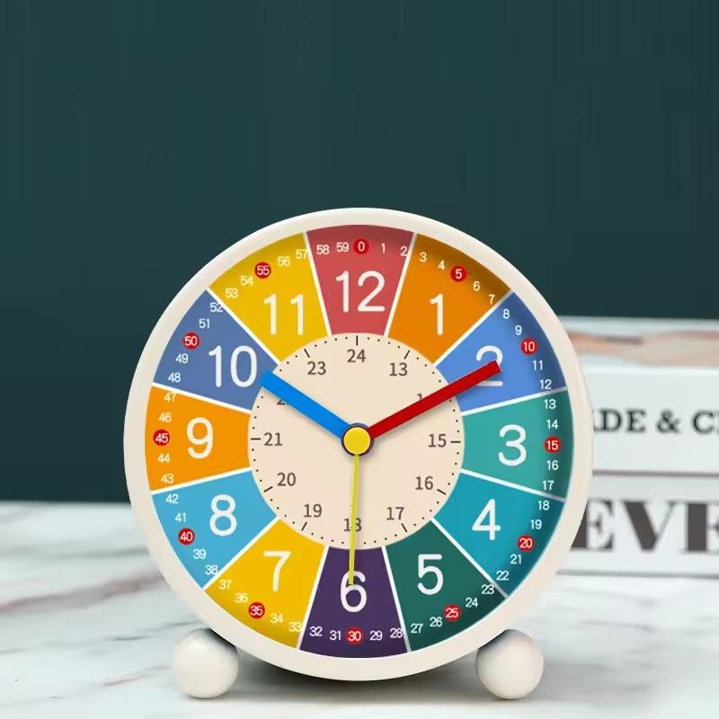 Early Learning Desktop Alarm Clock Children Wake Up Alarm Clock to Tell Time Living Room Bedroom Silent Desktop Clock