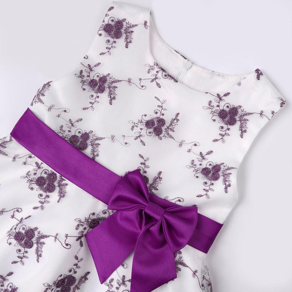 2026 Girls' Embroidered Princess Dress with Lace Trim - Formal Christmas Party Outfit