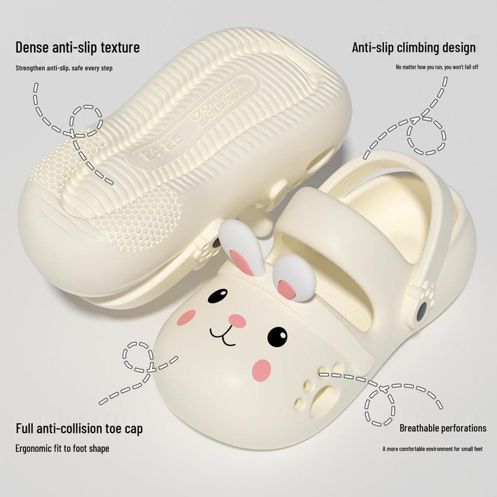 2026 Summer Girls' EVA Non-slip Odor-resistant Soft Sole Rabbit Clogs for Kids & Parents.