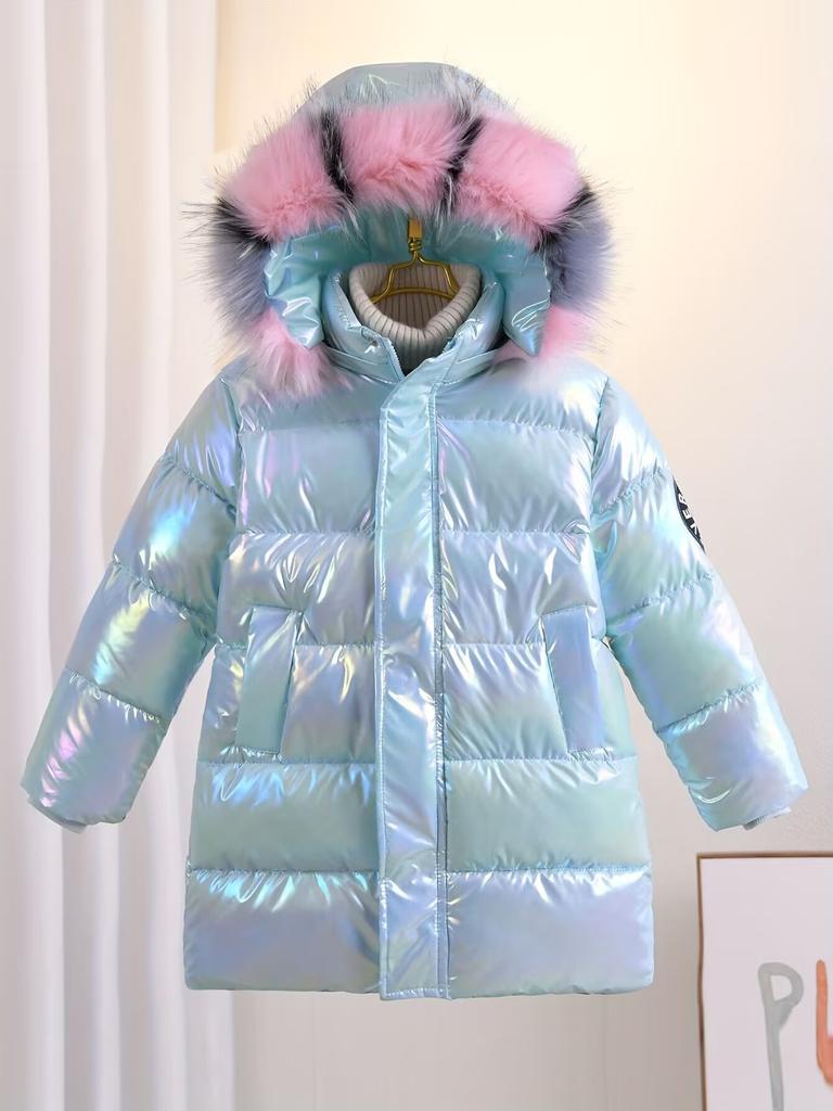 Medium and long children's down jackets, girls' medium and older children's thickened warm winter jackets
