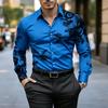 Men's Red Black Baroque Floral Print Long Sleeve Shirt Slim Fit Button Down Casual Business Dress Shirts