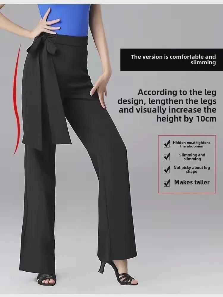 Pantaloni de damă 2025 cu talie înaltă și picior larg - Stil nou, drapat, croială slim, culoare pură, pantaloni drepți gata de dans