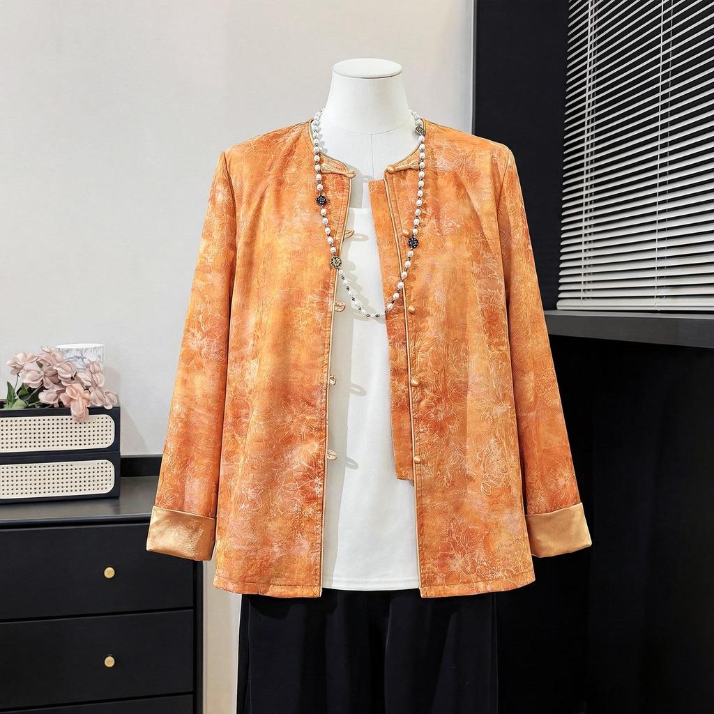 Elegant Chinese Style Spring Jacket for Middle-Aged and Elderly Women – Dignified and Fashionable Cardigan Top