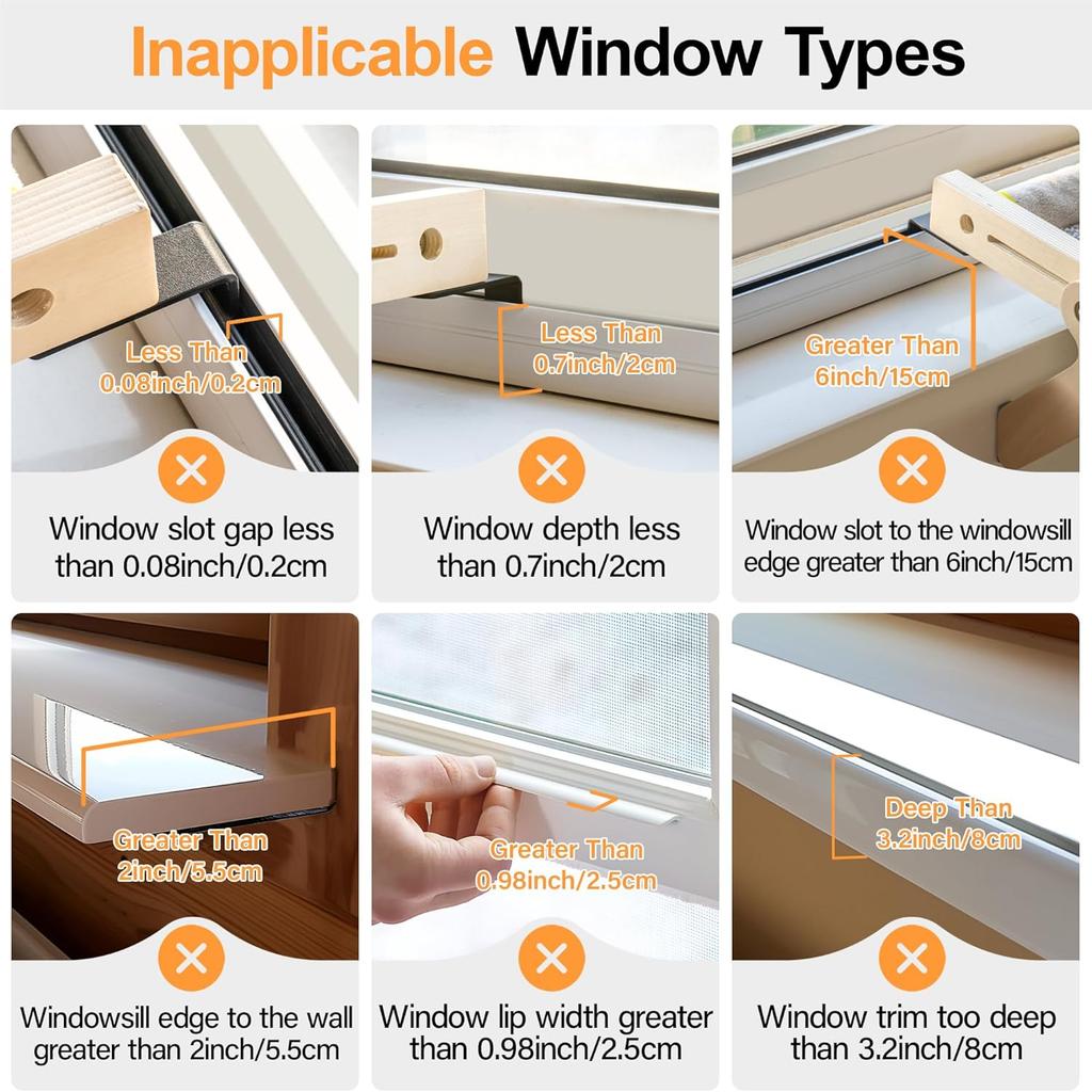 Mewoofun משטח ישיבה לחלון לחתול ערסל חלון לחתול מושב 2 ב-1 בז' קרם אפור ורוד מתכוונן יציב מיטת חתול לחתולי בית ל-40