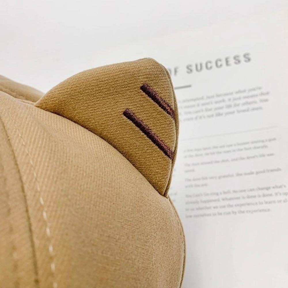 Solid Color Cat Ear Hat Woolen Octagonal Cap Fashion British Beret Hat  Autumn Winter