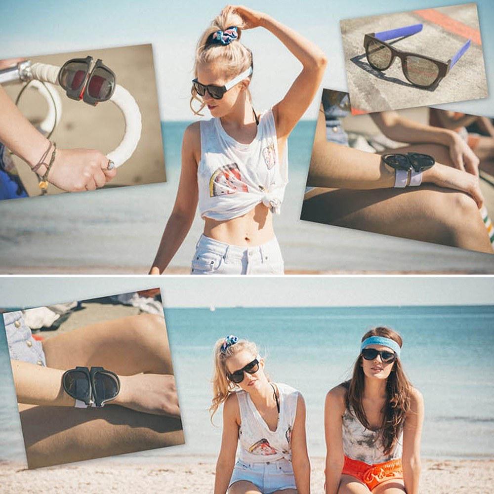 Women Men Folding Sunglasses Beach Sports Eyeglasses Male Female Silicone Bracelet Eyewear