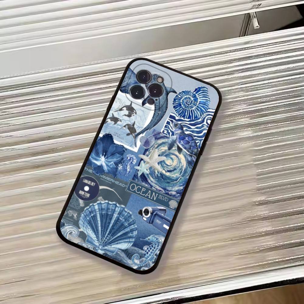 

C-Cool Blue O-Ocean Retro Phone Case Silicone Soft For IPhone 17 16 15 14 13 12 11 X XR Plus Pro Max Plus iPhone17Pro