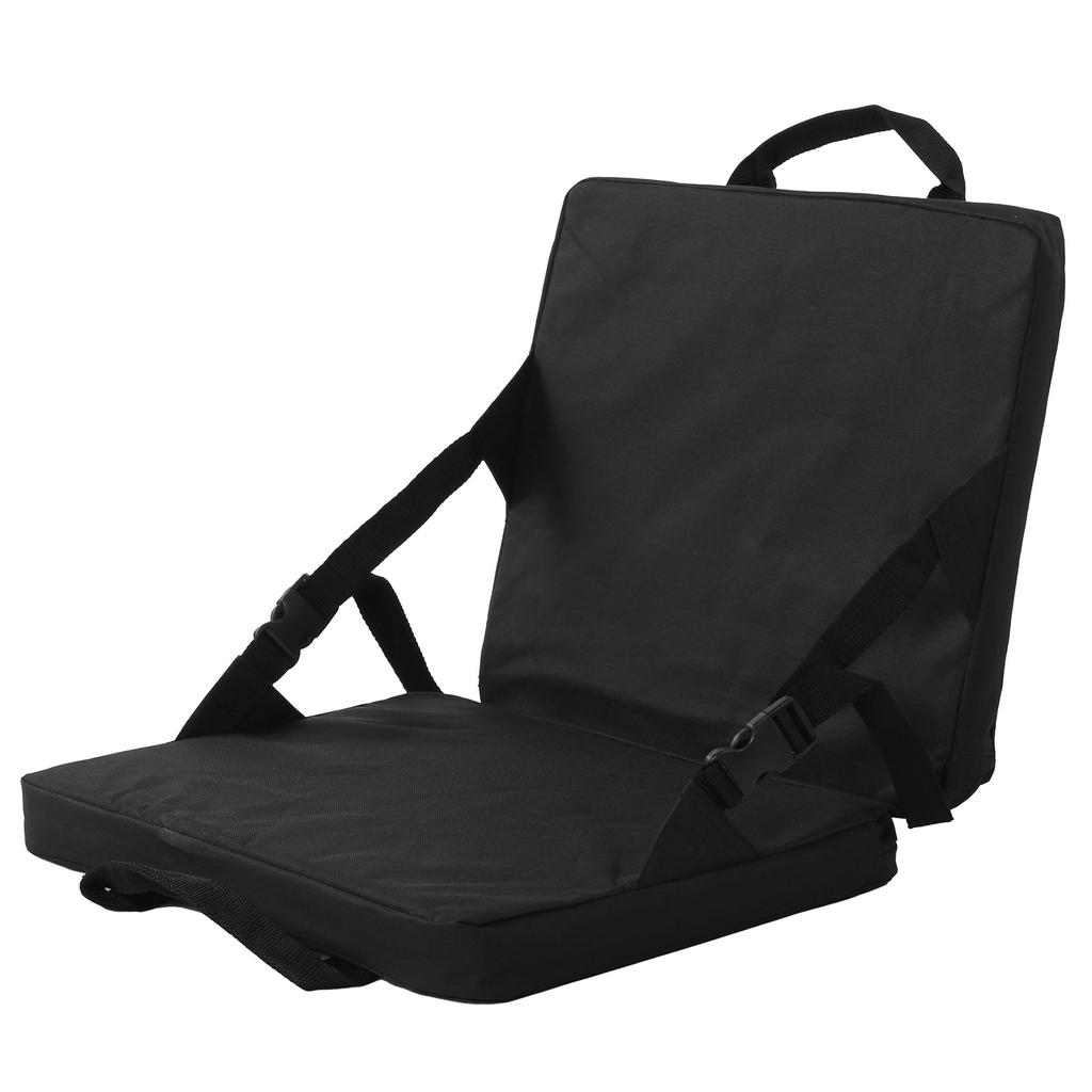 Folding Cushion Outdoor Portable Adjustable Camping Cushion Chair with Backrest Black