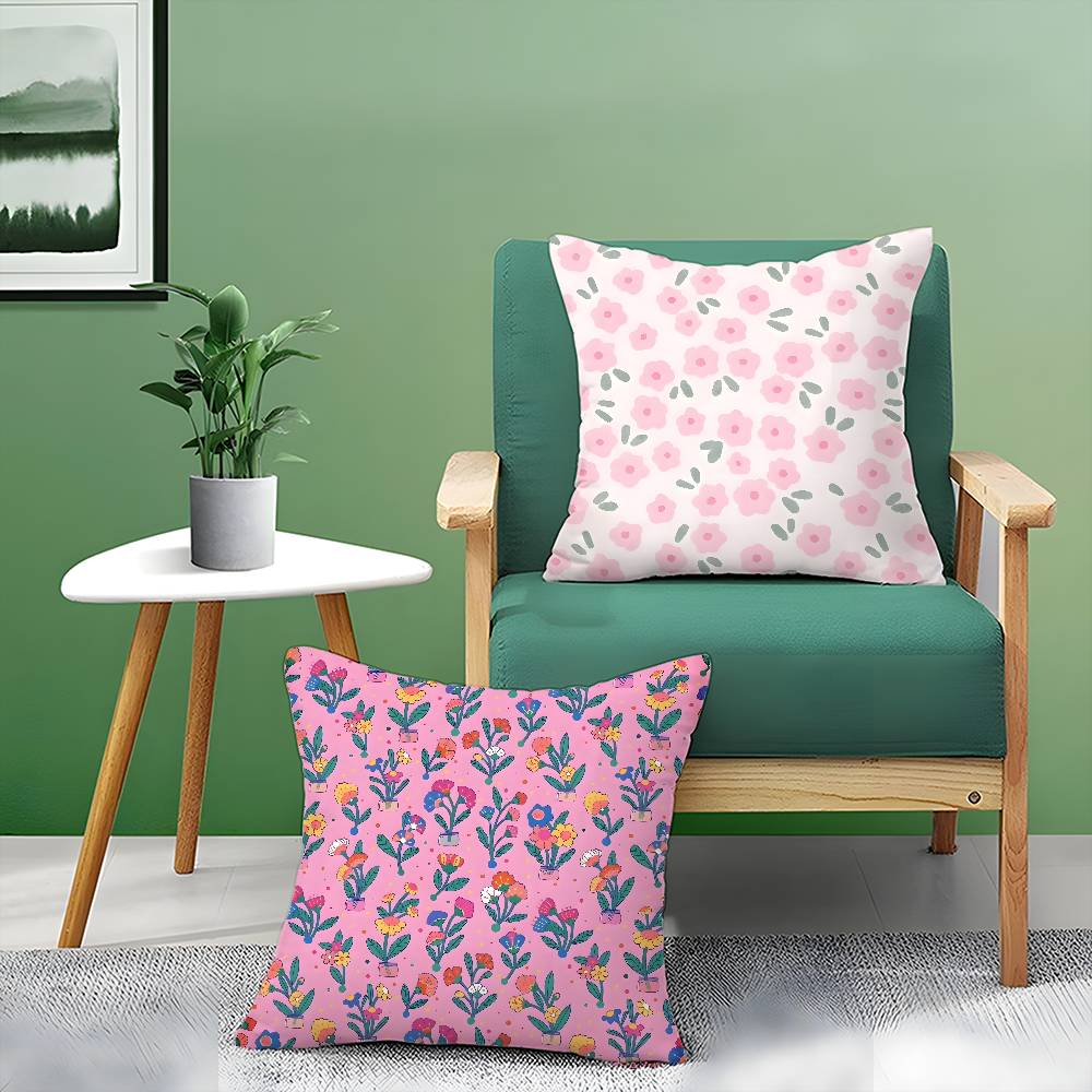 Girls Heart Spring Floral Ins Style Pillow Case Comfort Sofa Bed Silky Elegant Invisible Zipper Decorative Cushion Cover