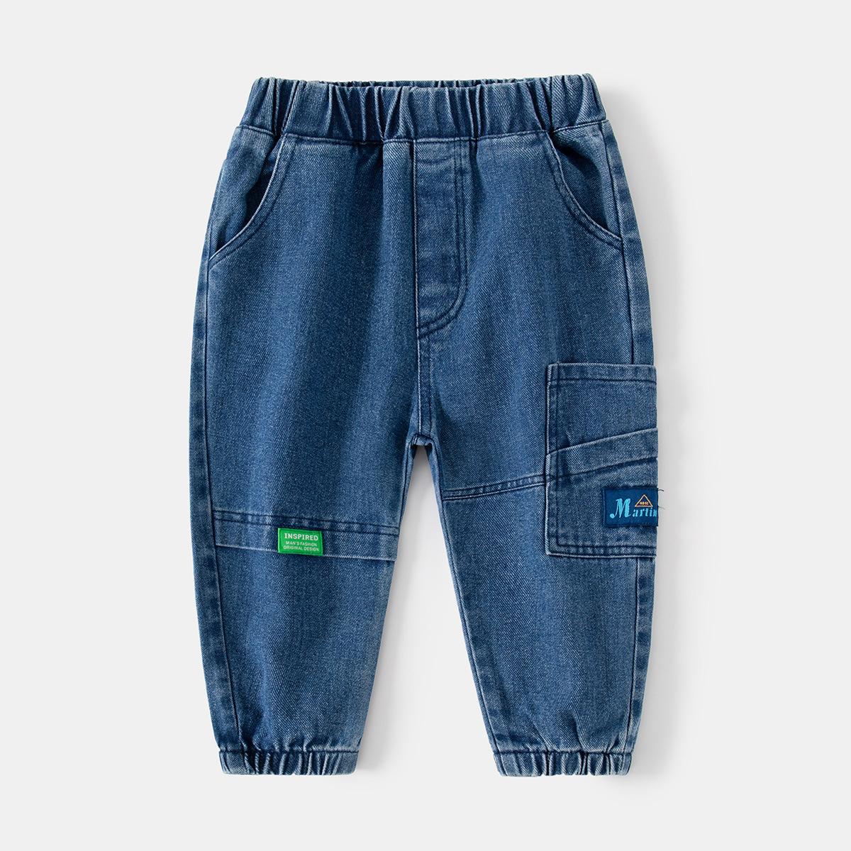 

Дитячі осінні модні повсякденні брюки, вільні та м’які багатоколірні красиві джинси для хлопчика з принтом. 100cm