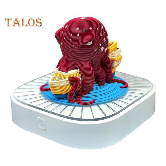 

3D-блокнот с украшением в виде осьминога со светодиодной подсветкой, пиратский корабль, календарь с изображением осьминога, резьба по бумаге, настольное украшение, украшение разноцветный