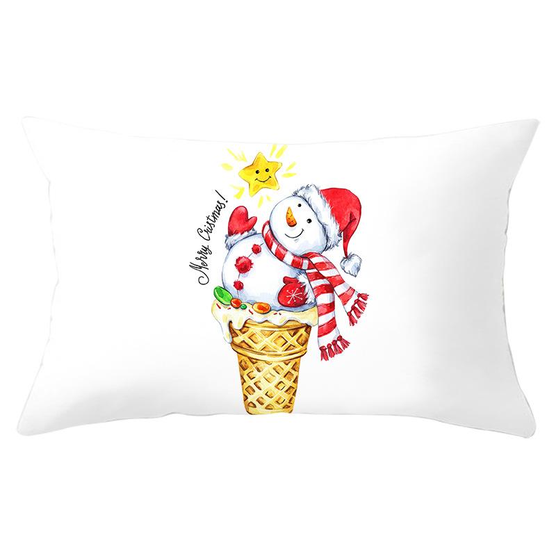 Simple Cartoon Print Series Christmas Waist Pillowcase Peach Skin Printed Pillowcase Home