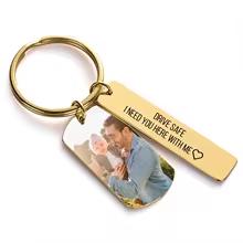 Amaxer Custom Keychain Double Sided Personalized Picture Text Keychains Engraving Photo Key chains Gifts for Women Boyfriend