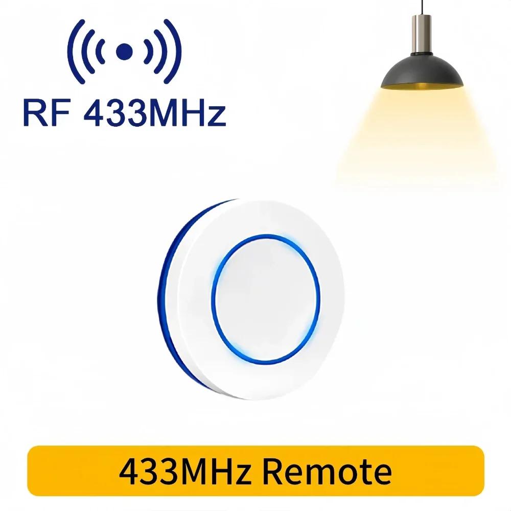 RF 433MHz Wireless Remote Control Light Switch 220V 110V 10A Relay Receiver Mini Round Button Wall Panel Switch For LED Lamp