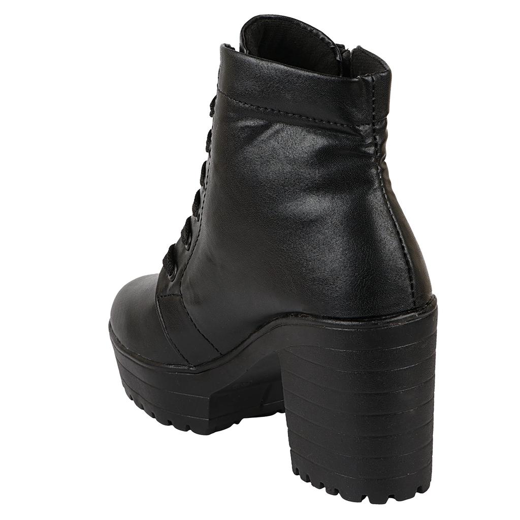 Shoetopia Bottines Courtes à Talon Épais pour Femme avec Semelle Antidérapante, Bottines de Cheville Tendance Confortables | Semelle Intérieure Souple Amortie | Pour Usage Décontracté, Soirée & Hiver