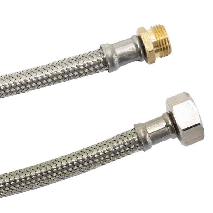Flexible inox, 1000mm, 3/8" AG x 1/2" ÜM, pour eau potable