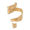 Spiral Opening Pleated Leaf Bracelet Gold Jewelry Accessories 2025 Ring Set  For Women Girls