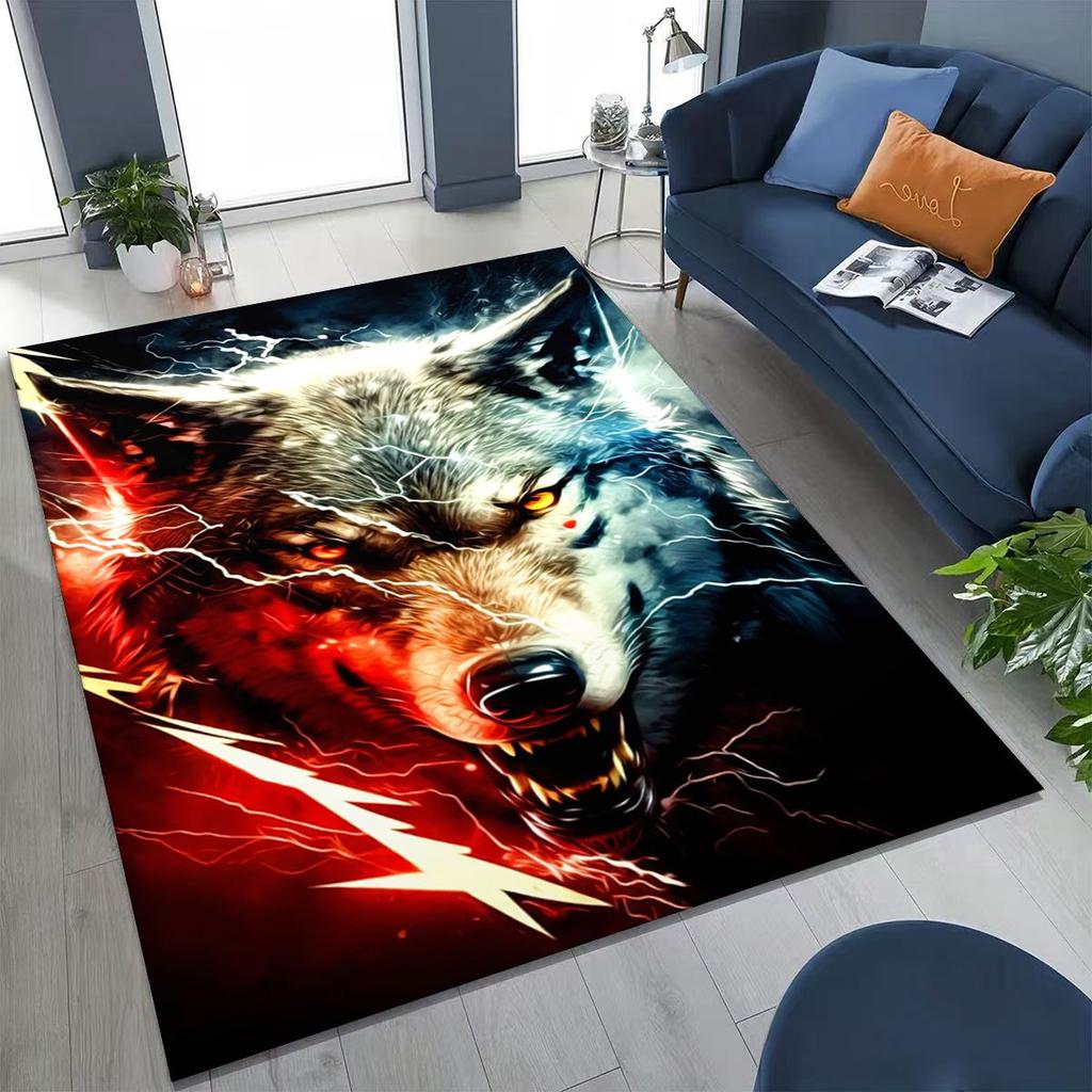 Norse Mythology Fenrir Wolf Beast Cartoon Rug for Bedroom Living Room Sofa Home Doormat Decor, Large Kid Play Non-slip Floor Mat
