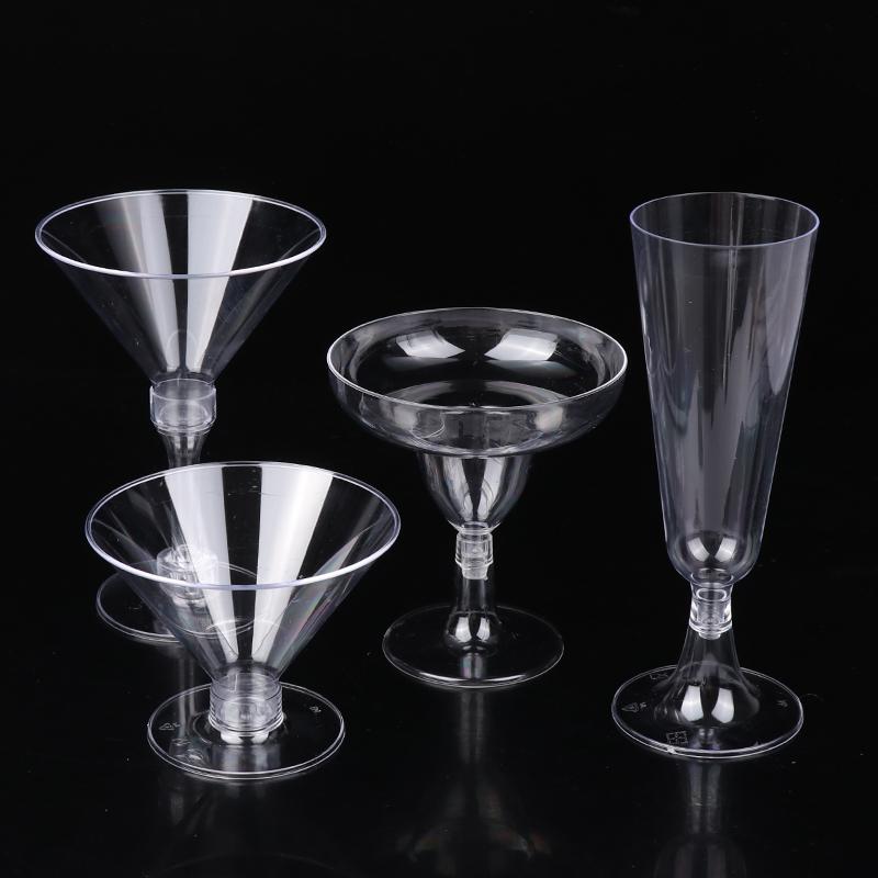 10Pcs Transparent Plastic Wine Glass Recyclable Reusable Shatterproof Wine Goblet For Champagne Dessert Beer Pudding Party