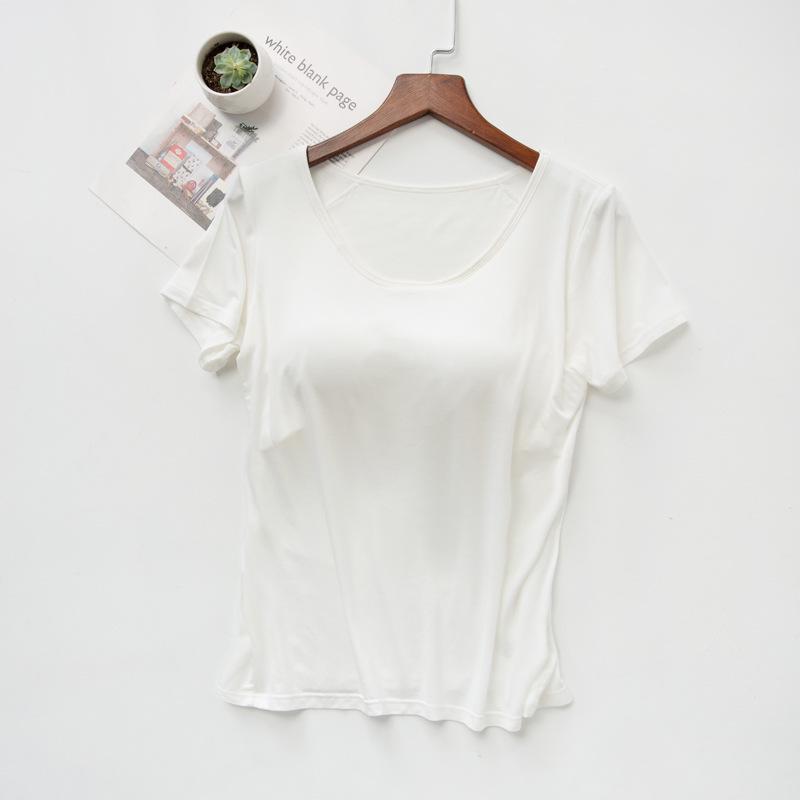 

Женский модальный топ-бра с коротким рукавом и круглым вырезом S белый