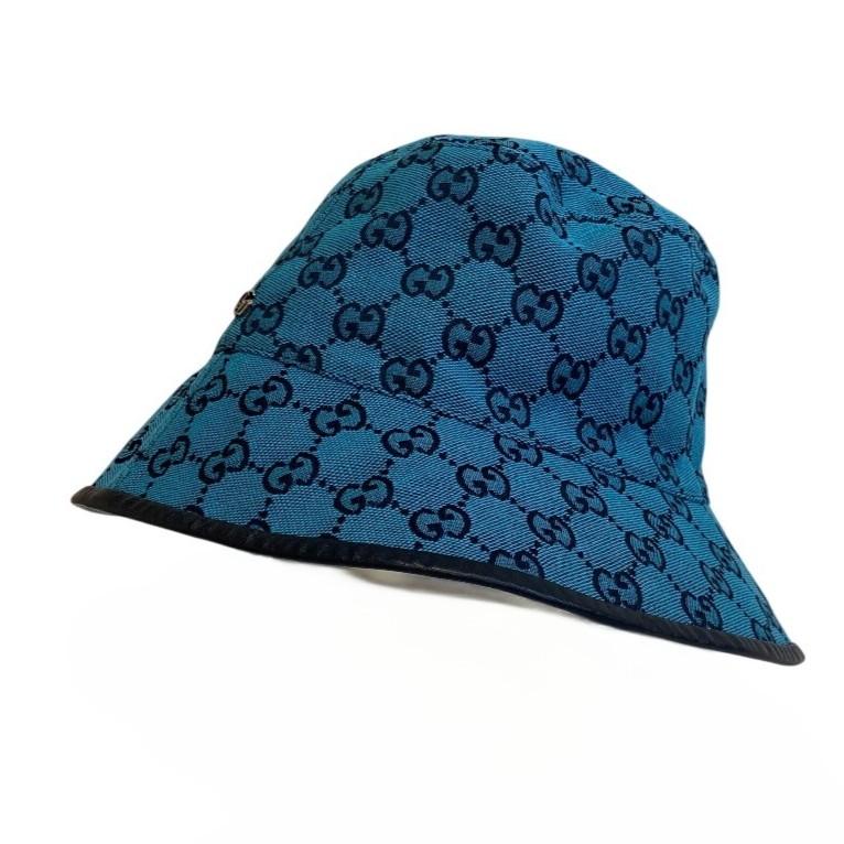 GUCCI 656573 Fedora hat GG canvas canvas Bucket hat hat blue canvas unisex Used