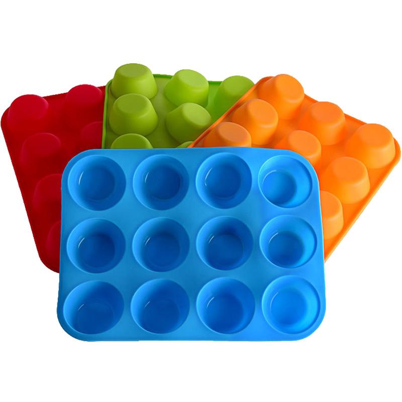 12 Holes Cupcakes Mold Muffin Cupcake Silicone Mold Non Stick Soap Chocolate Muffin Baking Pan Silicone Cake Mold Baking Tools