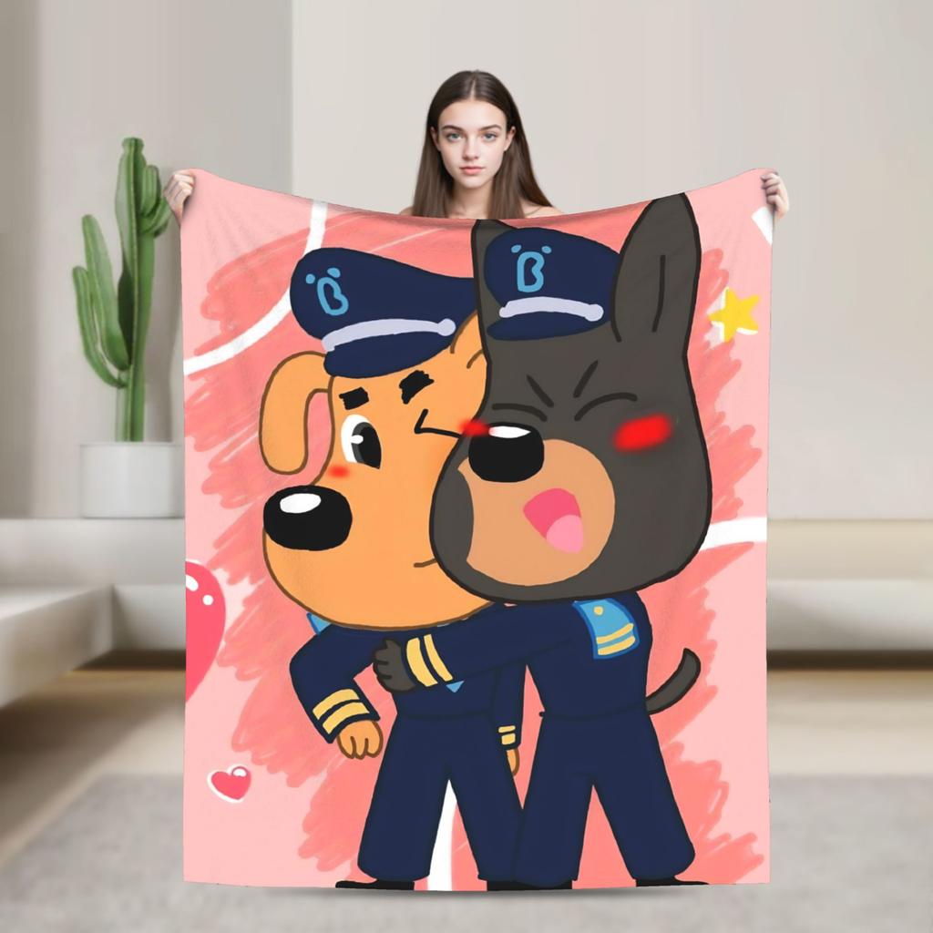 Sheriff Labrador Dog Blanket Cover Cartoon Flannel Throw Blankets Bed Sofa Decoration Ultra-Soft Warm Bedspread