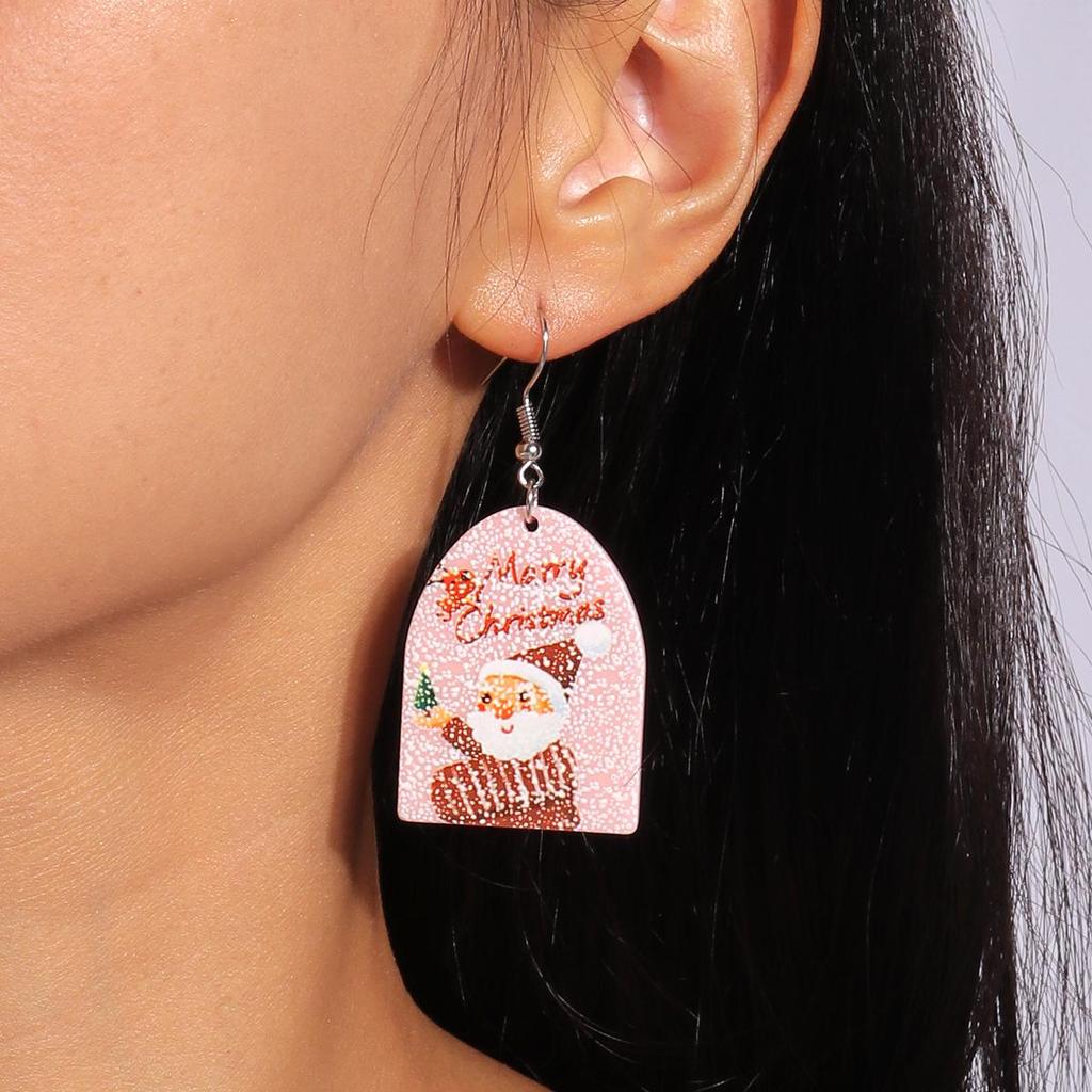 European-American Christmas Reindeer & Santa Claus Cup Dangle Earrings with Personality Trend