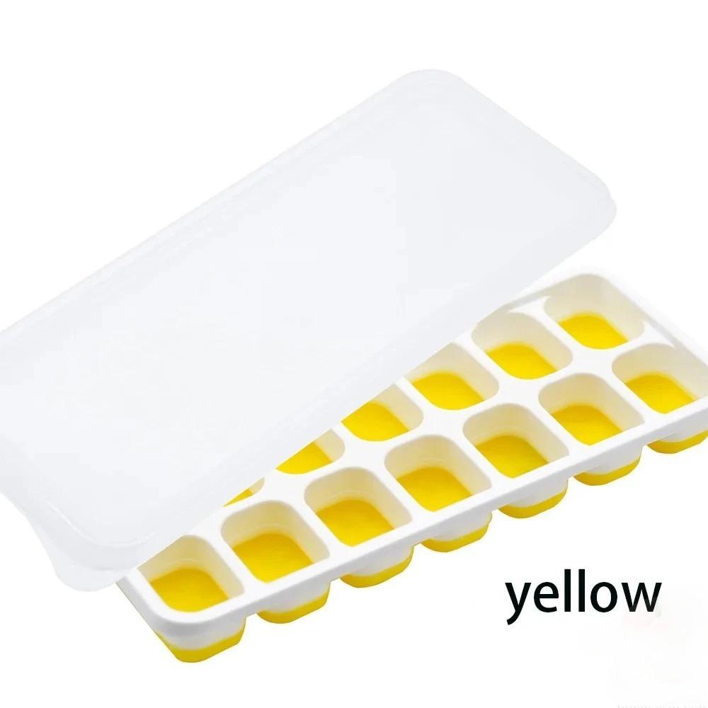 14 Grid Ice Cube Square Ice Cube Mold with Lid  Silicone Ice Cube Soft Bottom  Easy To Demold Ice cube ice grid film equipment