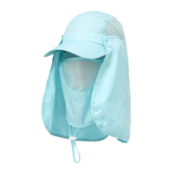 

Шляпа для рыбалки, защита от солнца, широкие поля, дышащая сетчатая шляпа с шалью, для активного отдыха, для езды на велосипеде, солнцезащитный козырек синий