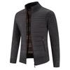 Men's Stand Collar Color Block Knitted Cardigan - Plus Size, Warm, and Thickened for Autumn/Winter