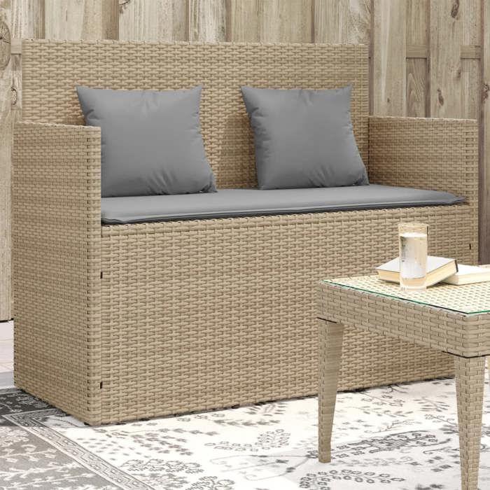 VidaXL Banc de Jardin avec Coussins, Siège de Patio, Chaise de Terrasse, Meuble de Parc Arrière-cour Balcon Extérieur, Beige 365765
