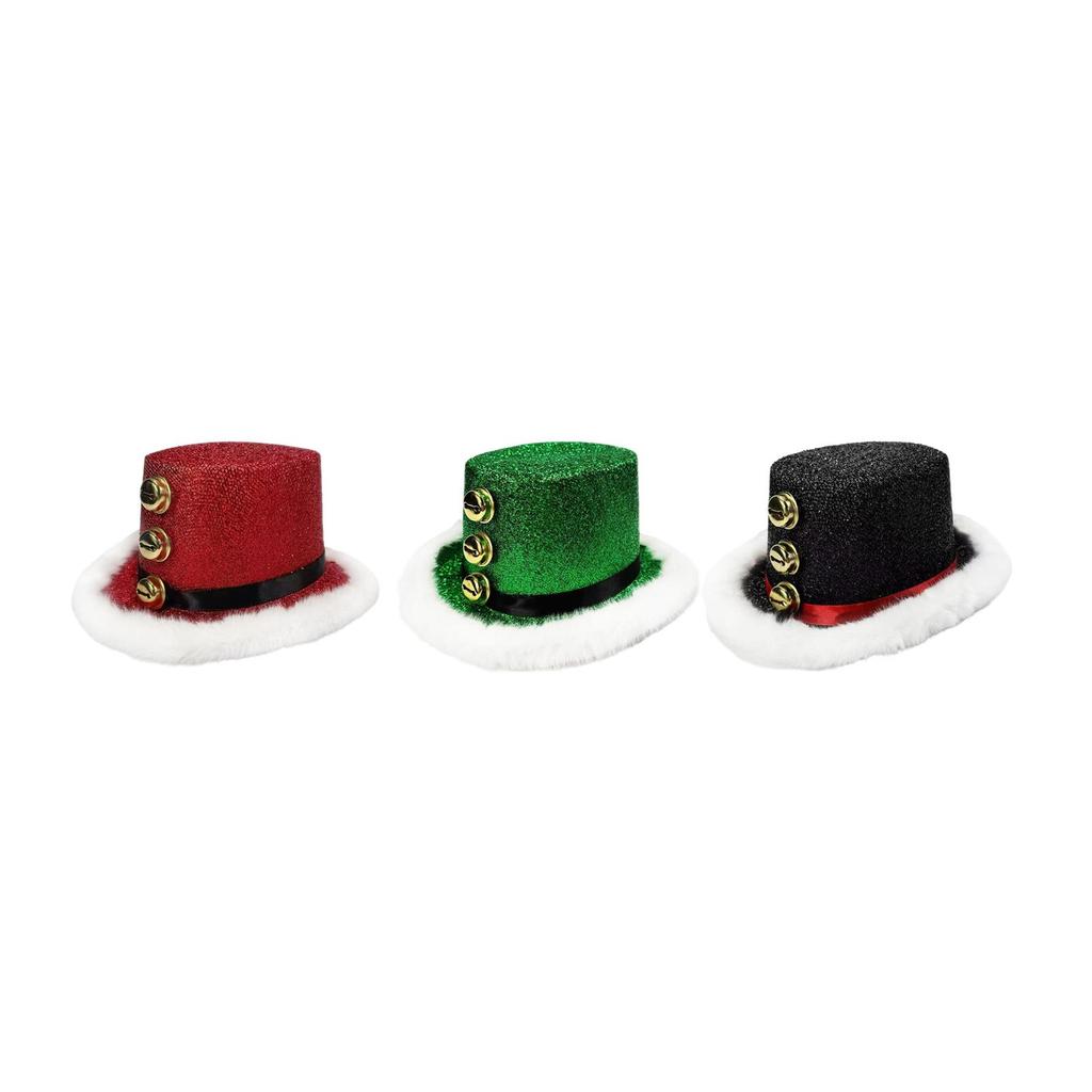 Christmas Top Hat Plush Trim Funny Santa Cap Lightweight Costume Hat for Masquerade Nightclub Festive Event