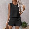 Einfaches modisches lässiges ärmelloses Top und Shorts Set für Damen in einfarbig