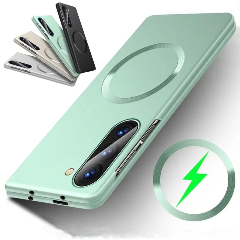 for Magsafe Magnetic Plating Case for Samsung Galaxy Z Fold7 Fold6 Fold5 Fold4 Fold3 Frosted Hard PC Wireless Charge Cover