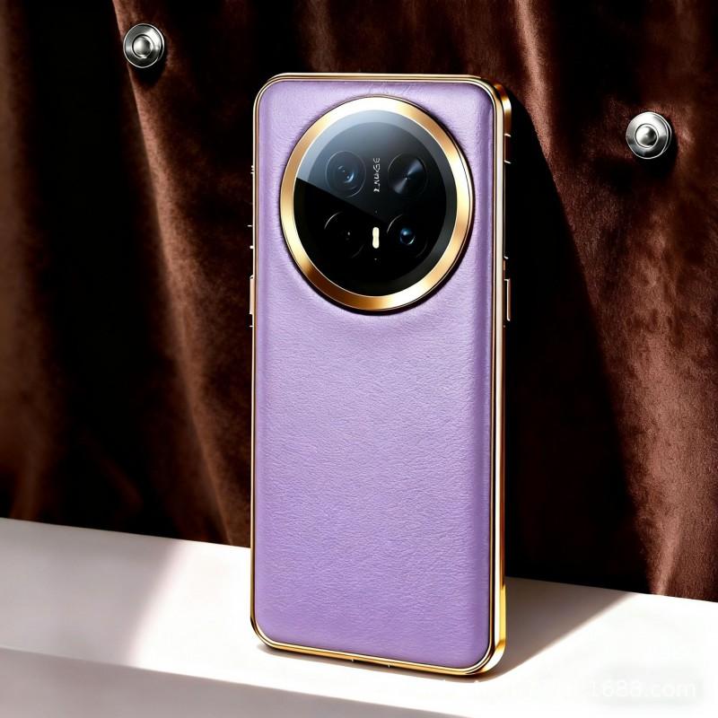 Luxury Genuine Leather Full-Body Shockproof Case Mate 70 Pro Plus With Camera Protection Electroplated Detail