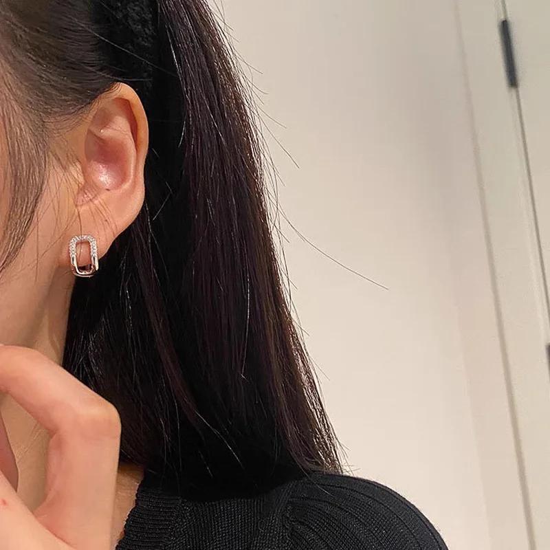 New European and American Simple Geometric Ear Buckle Women's Fashion Personality Compact Half Circle Zircon Jewelry