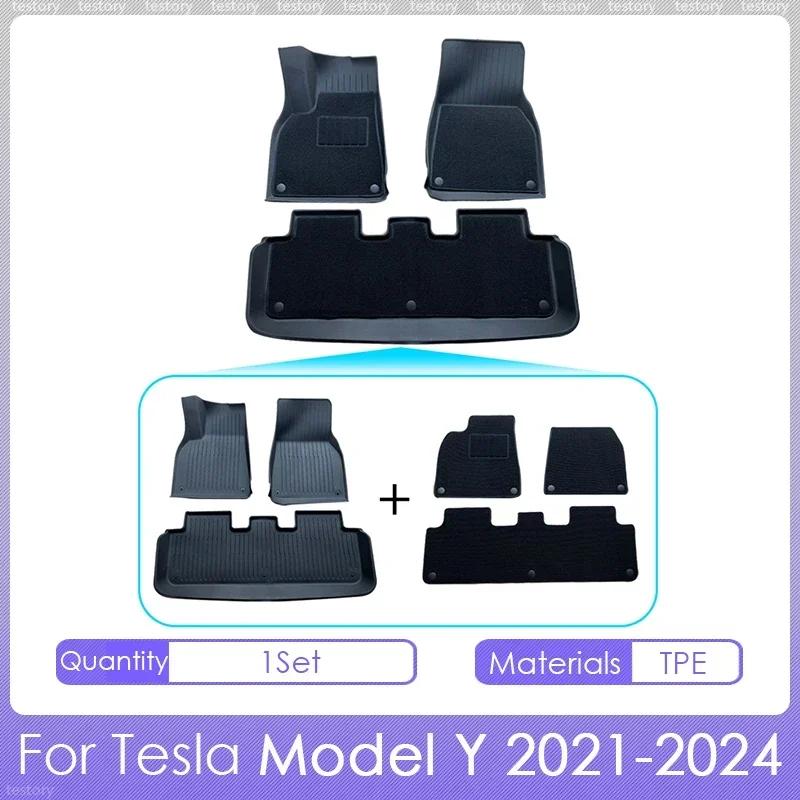 Floor Mat with Carpet for Tesla Model Y 2025 Accessories High-quality Waterproof Anti-Slip TPE Floor Liner for Model Y 2025-2025
