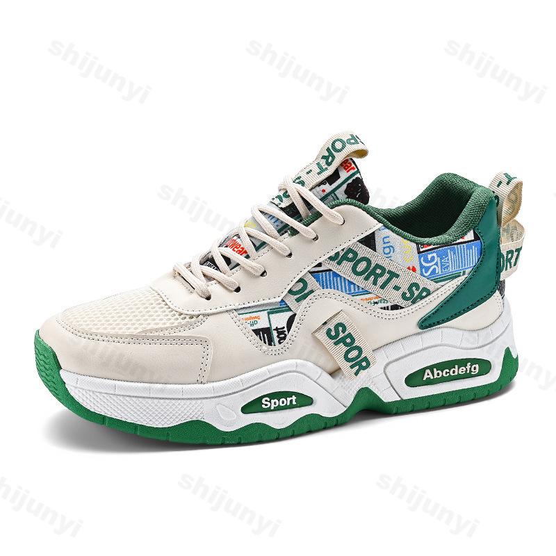 

2026 Autumn Men s Mesh Breathable Fashi Low Top Thick Soled Sports Shoes Comfortable Versatile N Slip Niche Chunky sneakers 44 зелений