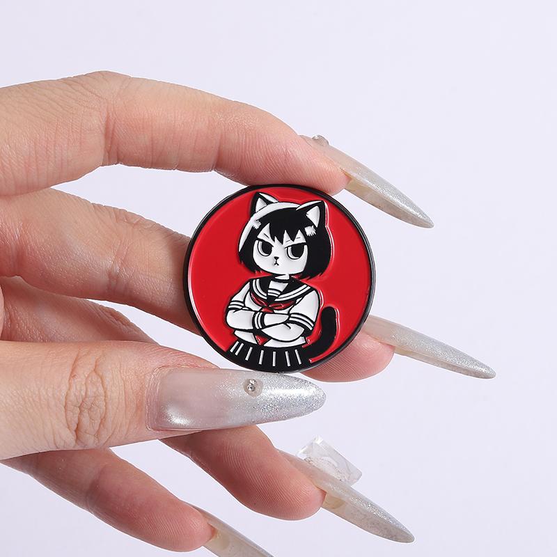 Anime Manga Cat Girl Enamel Pins Otaku Japanese Culture Loves Metal Brooches Lapel Badge Fashion Jewelry Gifts for Friends