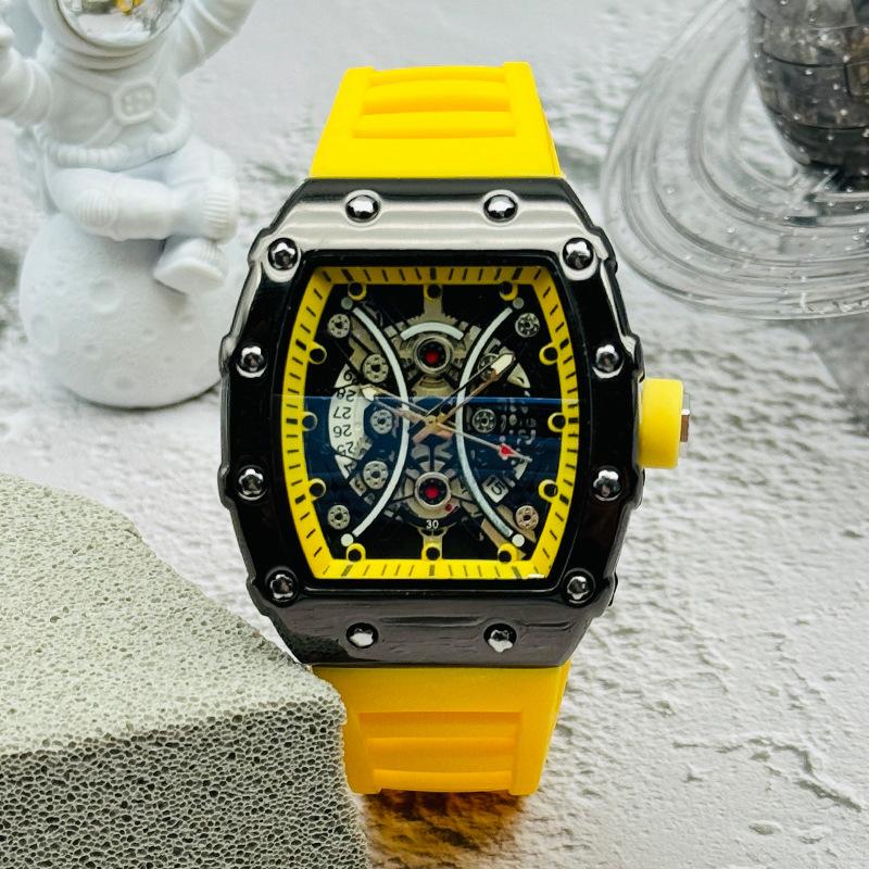 JYL Men's Watch Cool Waterproof Barrel Silicone Strap