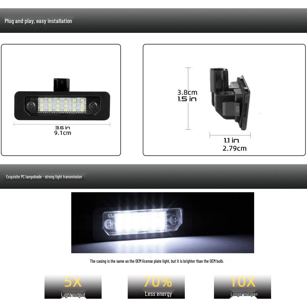 2-Pack 18-LED Black License Plate Lights for Ford Fuxing, Mustang, Focus, Mercury (2006-2015)