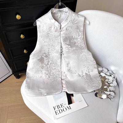 2025 Temperament Versatile Vest Women's High-end Stand-up Collar Button-up Jacquard Sleeveless Top