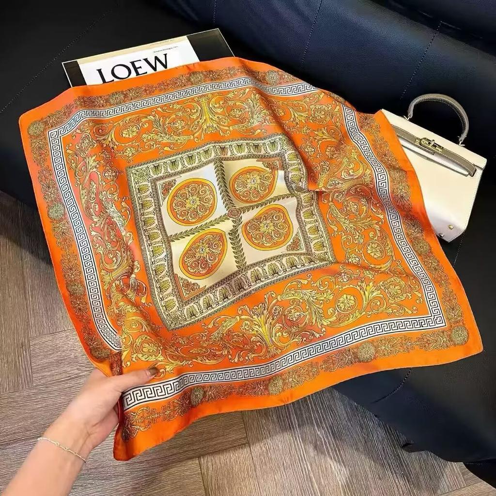 Korean 71 square scarf versatile scarf silk scarf square scarf silk scarf neck high-end printing women's red decoration