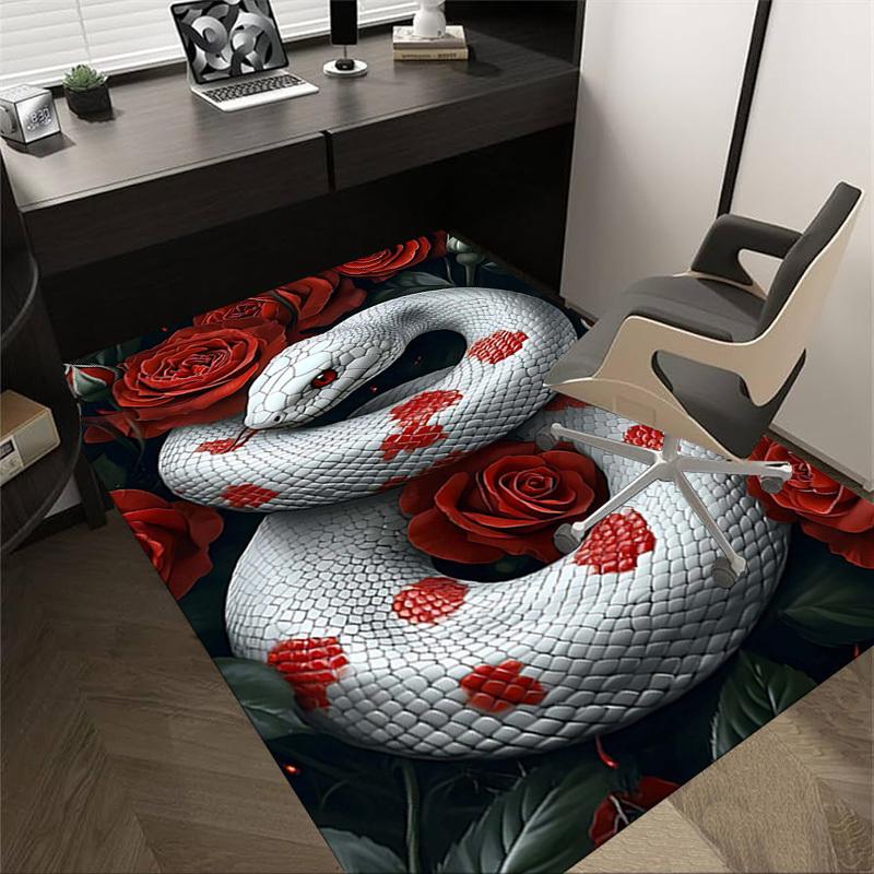 

1PC Snake Roses Non-Slip Floor Carpet Compatible for Office&Living Room&Bedroom&Dining room - Flat-Weave Machine-W269 60cm by 90cm