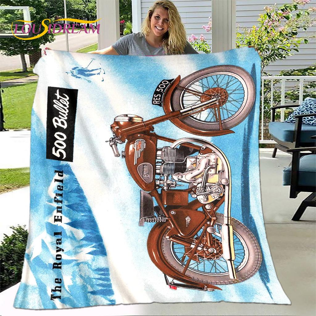 3D Retro Vintage Motorcycle Soft Plush Blanket,Flannel Blanket Throw Blanket for Living Room Bedroom Bed Sofa Picnic Cover Gift